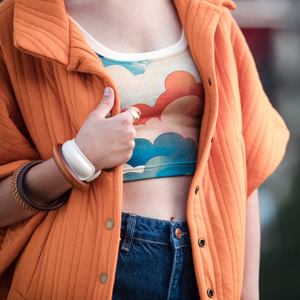 See You at Six - Quilted Knit - Autumn Maple Orange
