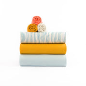 See You at Six - Summer '26 - French Terry - Wiggly Verticals - Blue Papyrus Crème