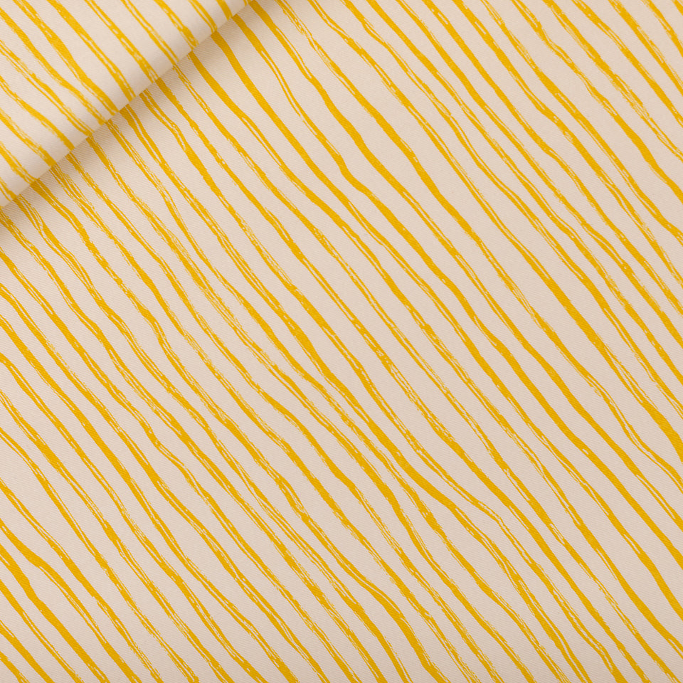See You at Six - Summer '26 - Cotton Gabardine Twill - Wiggly Verticals - Yellow Papyrus Crème