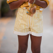 See You at Six - Summer '26 - Cotton Gabardine Twill - Wiggly Verticals - Yellow Papyrus Crème