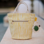 See You at Six - Summer '26 - Cotton Gabardine Twill - Wiggly Verticals - Yellow Papyrus Crème