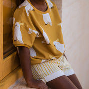 See You at Six - Summer '26 - Cotton Gabardine Twill - Wiggly Verticals - Yellow Papyrus Crème