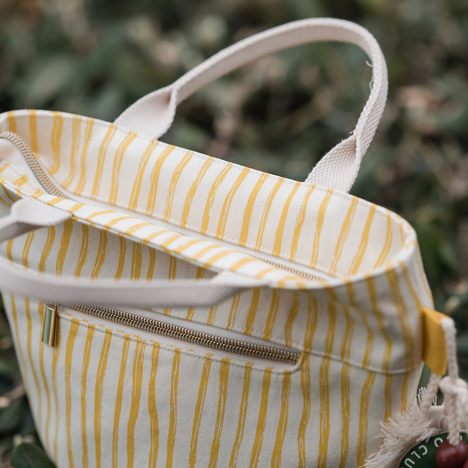 See You at Six - Summer '26 - Cotton Gabardine Twill - Wiggly Verticals - Yellow Papyrus Crème