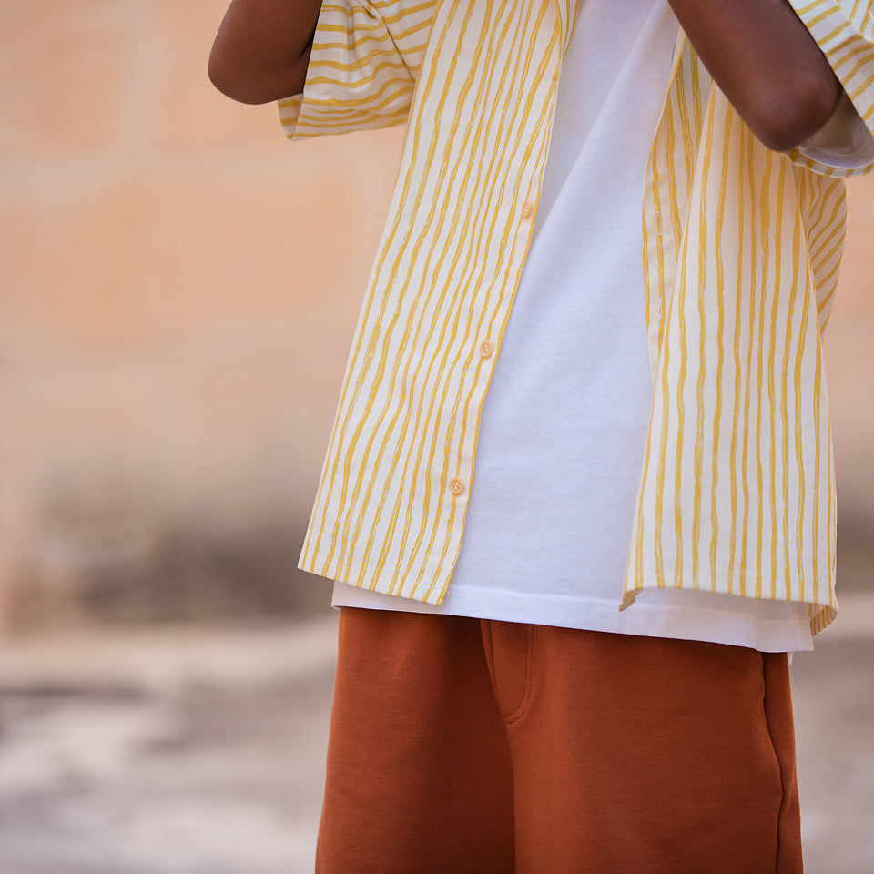 See You at Six - Summer '26 - Cotton Broadcloth - Wiggly Verticals - Yellow Papyrus Crème