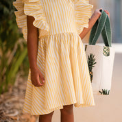 See You at Six - Summer '26 - Cotton Broadcloth - Wiggly Verticals - Yellow Papyrus Crème
