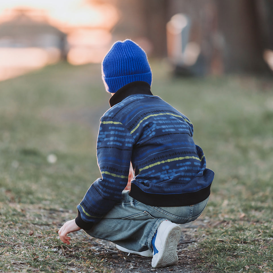 See You at Six - French Terry - Sound Waves - Oceana Blue