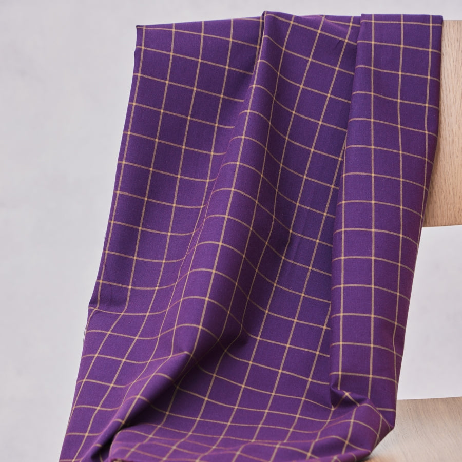 Mind the Maker - Organic Cotton Grid - Plum/Dry Mustard