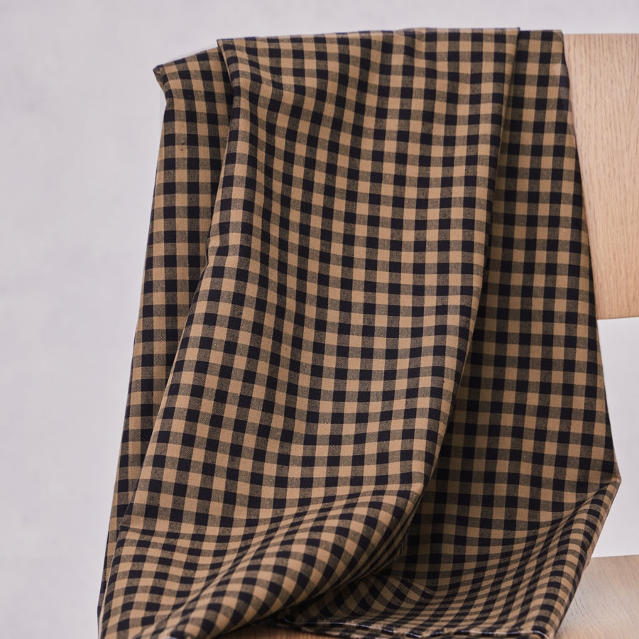 Mind the Maker - Organic Cotton Gingham - Black and Camel