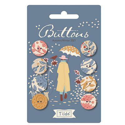 Tilda - Buttons - Fabric Covered - Windy Days - Blue - 16mm