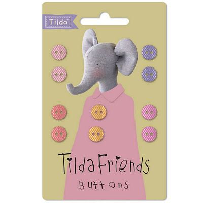Tilda Friends - Buttons - Fabric Covered -  Chambray - Warm - 9mm
