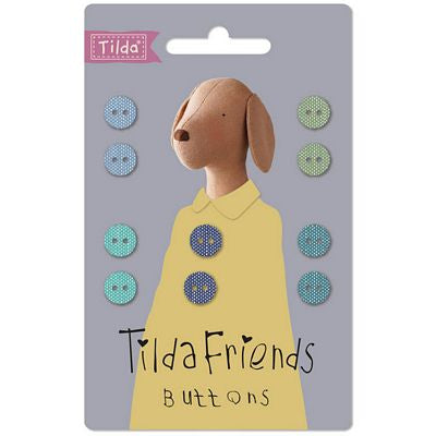 Tilda Friends - Buttons - Fabric Covered -  Chambray - Cool - 9mm
