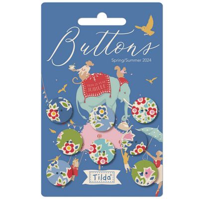 Tilda - Fabric Wrapped Buttons - 16mm - Jubilee - Blue