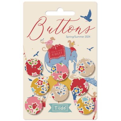 Tilda - Fabric Wrapped Buttons - 16mm - Jubilee - Warm Colors