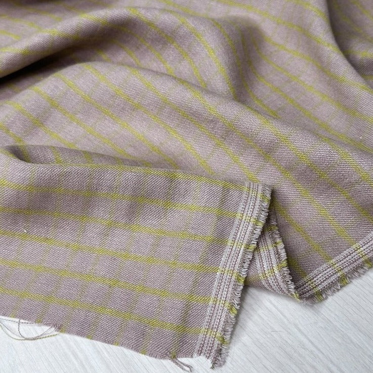 Utopia Linen Cotton Check - Taupe/Pistachio