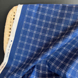 SALE - Kokka - Cotton Oxford - Muddyworks - Rubber Band Check - White on Blue