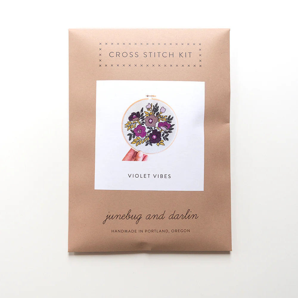 Junebug & Darlin - 6" Cross Stitch Kit - Violet Vibes