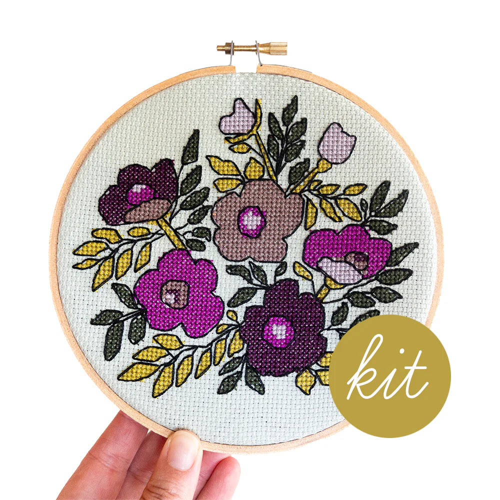 Junebug & Darlin - 6" Cross Stitch Kit - Violet Vibes