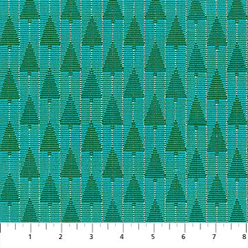 Anna Maria Textiles - Silver Lining - Tree Farm - Turquoise