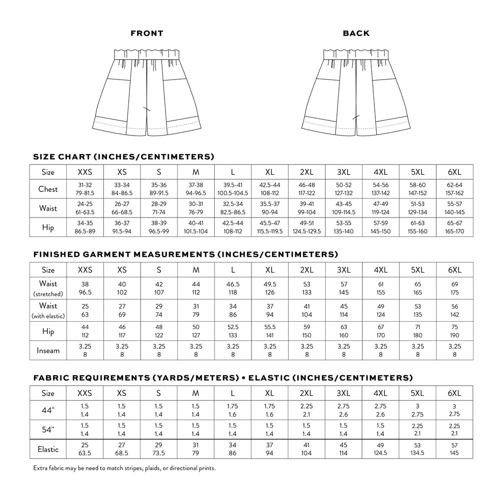 Matchy Matchy Sewing Club - Weekend Chore Shorts - PDF and Printed Pattern