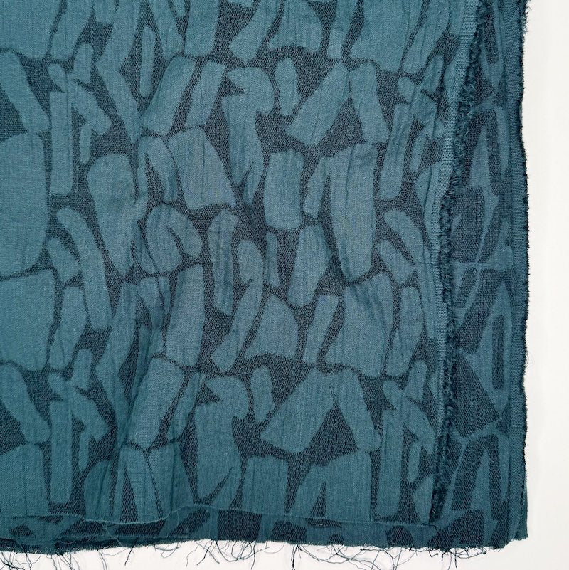 Weston Abstract Textured Jacquard - Cotton Rayon Blend - Lagoon
