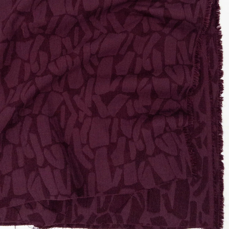 Weston Abstract Textured Jacquard - Cotton Rayon Blend - Merlot