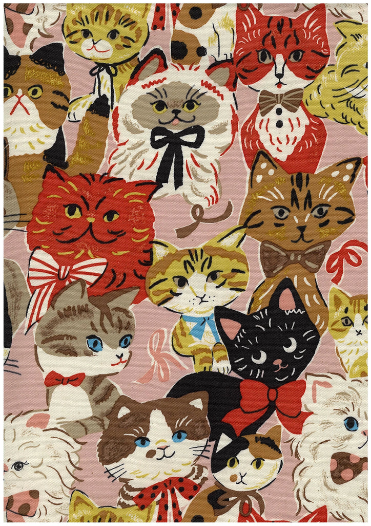 Kokka - Cotton Oxford - Powerful Animals - Retro Cats