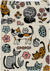 Kokka - Cotton/Linen Canvas - Scandinavian Style Cat - White