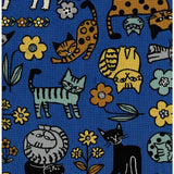 Kokka - Cotton/Linen Canvas - Scandinavian Style Cat - Blue