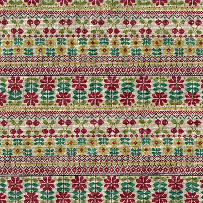 Echino - Cotton Linen Canvas - Cherries - Natural