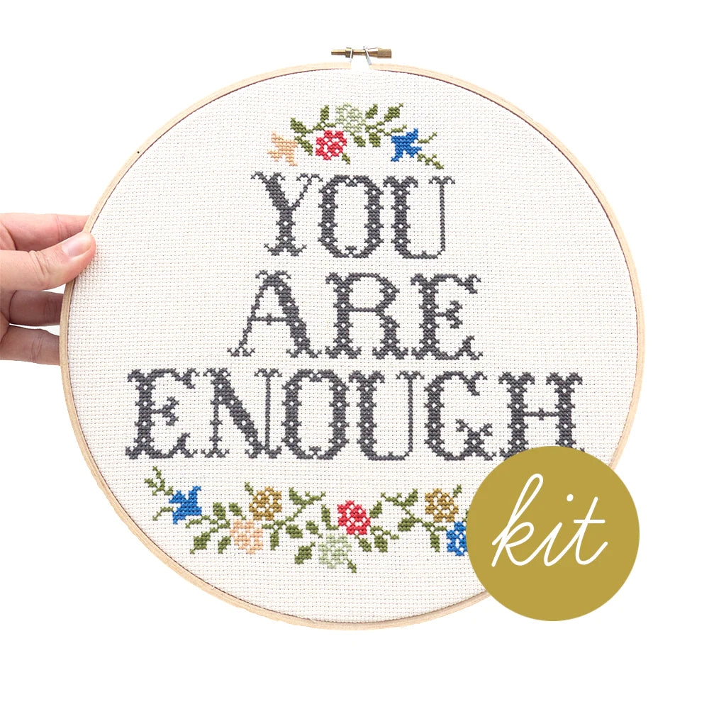 Junebug and Darlin - 10 Inch Cross Stitch Kit - You Are Enough