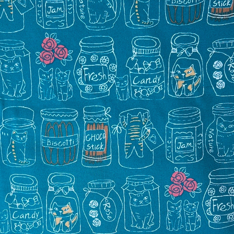 Asano - Cotton Oxford - Jars with Cats - Teal