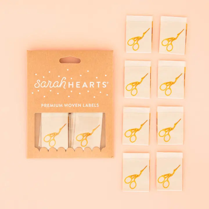 Sarah Hearts - Stork Scissors Woven Labels