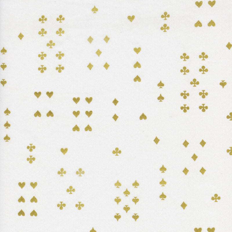 Gold card suit symbols on a white background