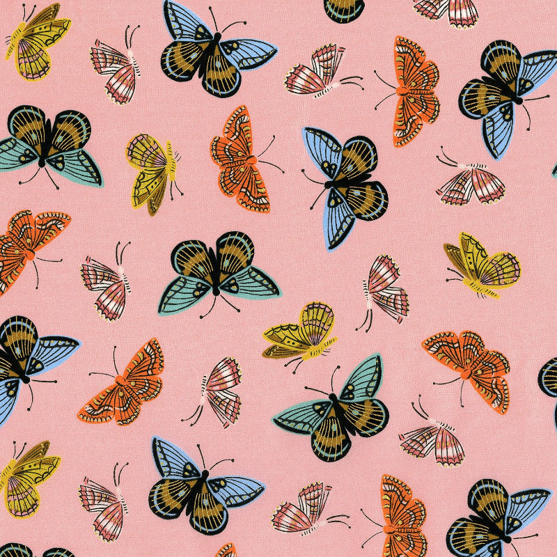 Cotton + Steel - Cotton Lawn - English Garden - Monarch - Peach Metallic
