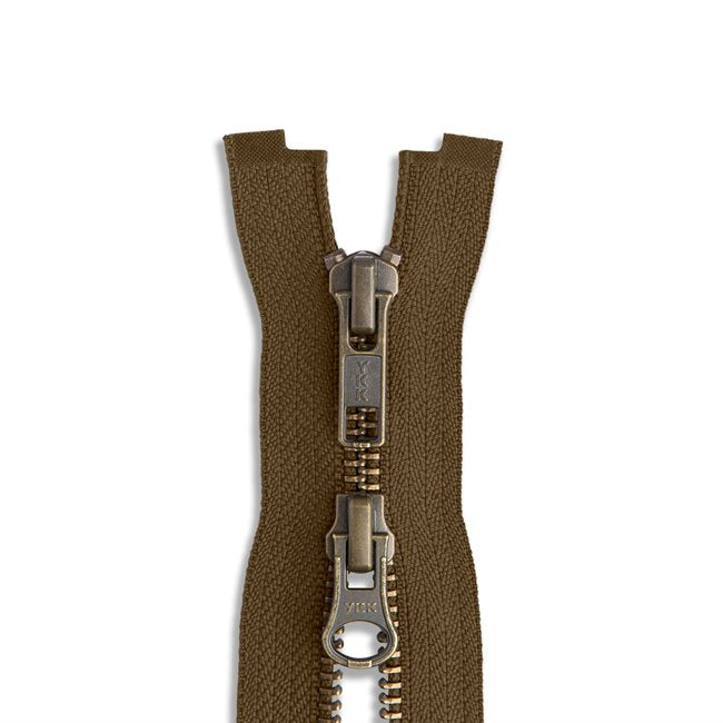 YKK #5 - Antique Brass Two-Way Jacket Zipper - 36" - Various Colors