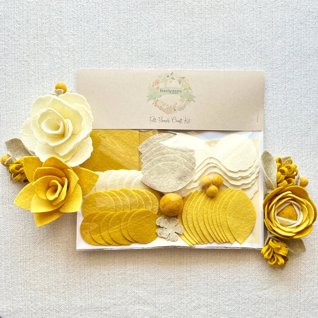 Heartgrooves Handmade - Felt Floral Trio Craft Kit - Gold Rush