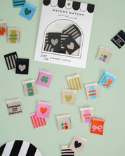 Matchy Matchy Sewing Club - Citron Heart/Stripe Woven Labels