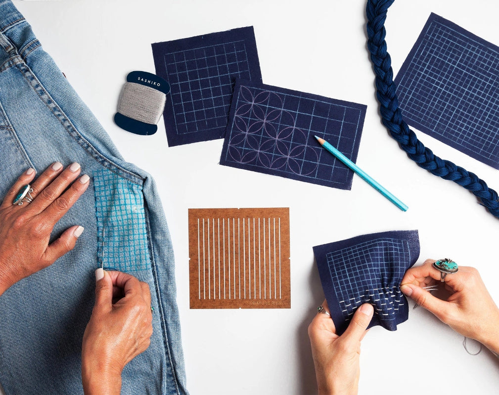 Miniature Rhino - Sashiko Grid Stencil