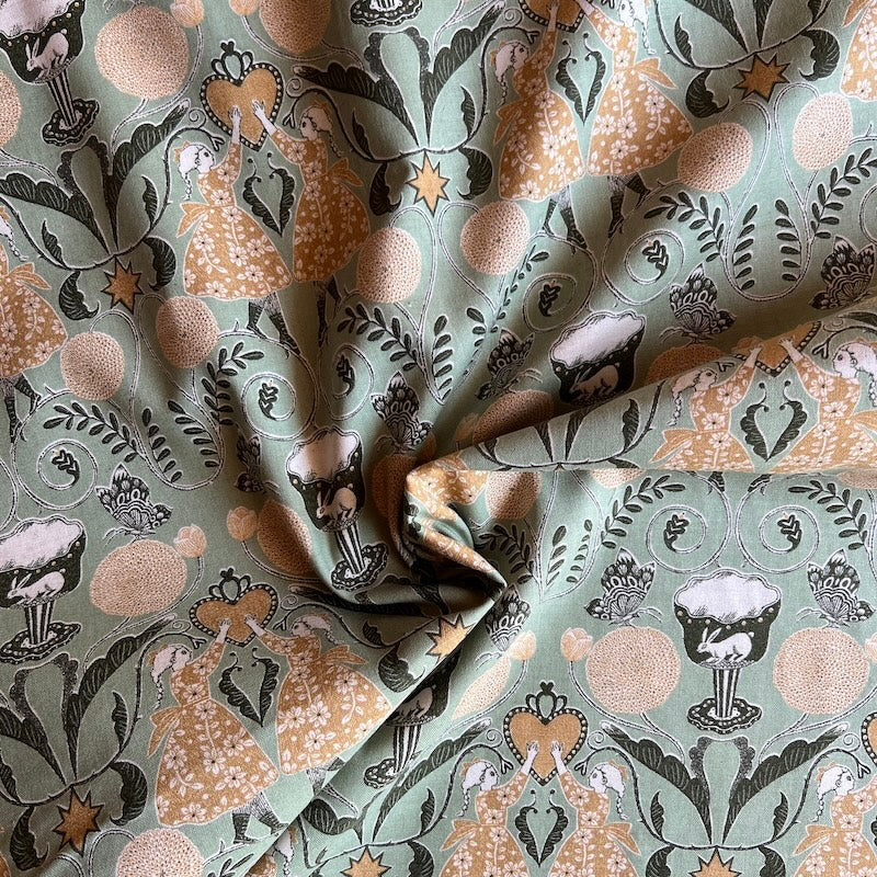 Kokka - Sanae Sugimoto - Cotton Linen Sheeting - Afternoon Fun - Green