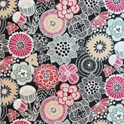 Cosmo - Cotton Oxford - Black & Raspberry Graphic Floral