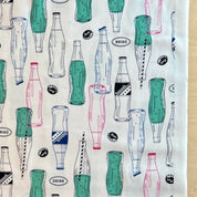 Cosmo - Cotton Oxford - White & Aqua Soda Print