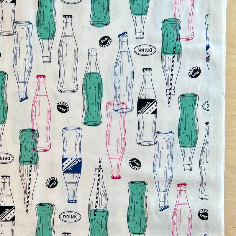 Cosmo - Cotton Oxford - White & Aqua Soda Print