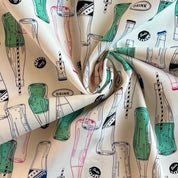Cosmo - Cotton Oxford - White & Aqua Soda Print