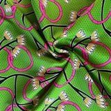 Cosmo - Cotton Sheeting - Lime Green Loopy Floral