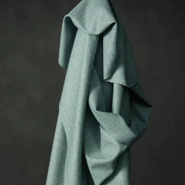 Draped midweight wool in arctic blue