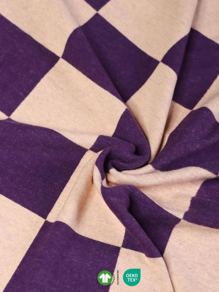 Mind the Maker - Organic Cotton Brushed Jacquard Knit - Square - Peach & Plum