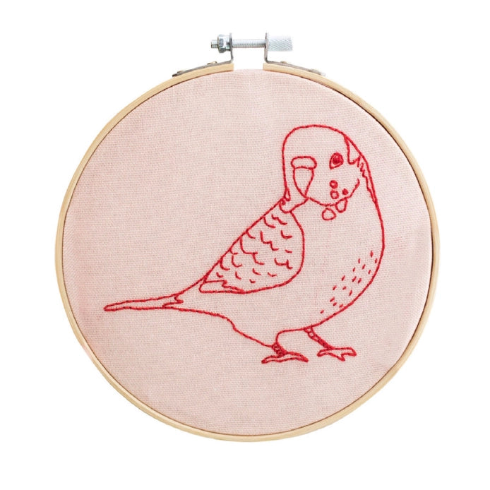 SALE - Cotton Clara - Embroidery - Budgerigar
