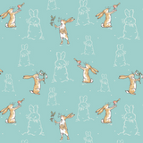 Clothworks - Guess How Much I Love You - Flannel - Teal Bunnies