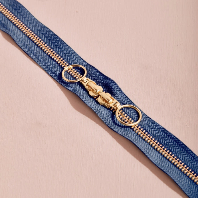 Atelier Brunette - Gold Double Zip Bag Zipper - 15.5 in/40 cm - Various Colors
