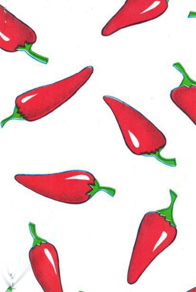Oil Cloth - Chilies - White